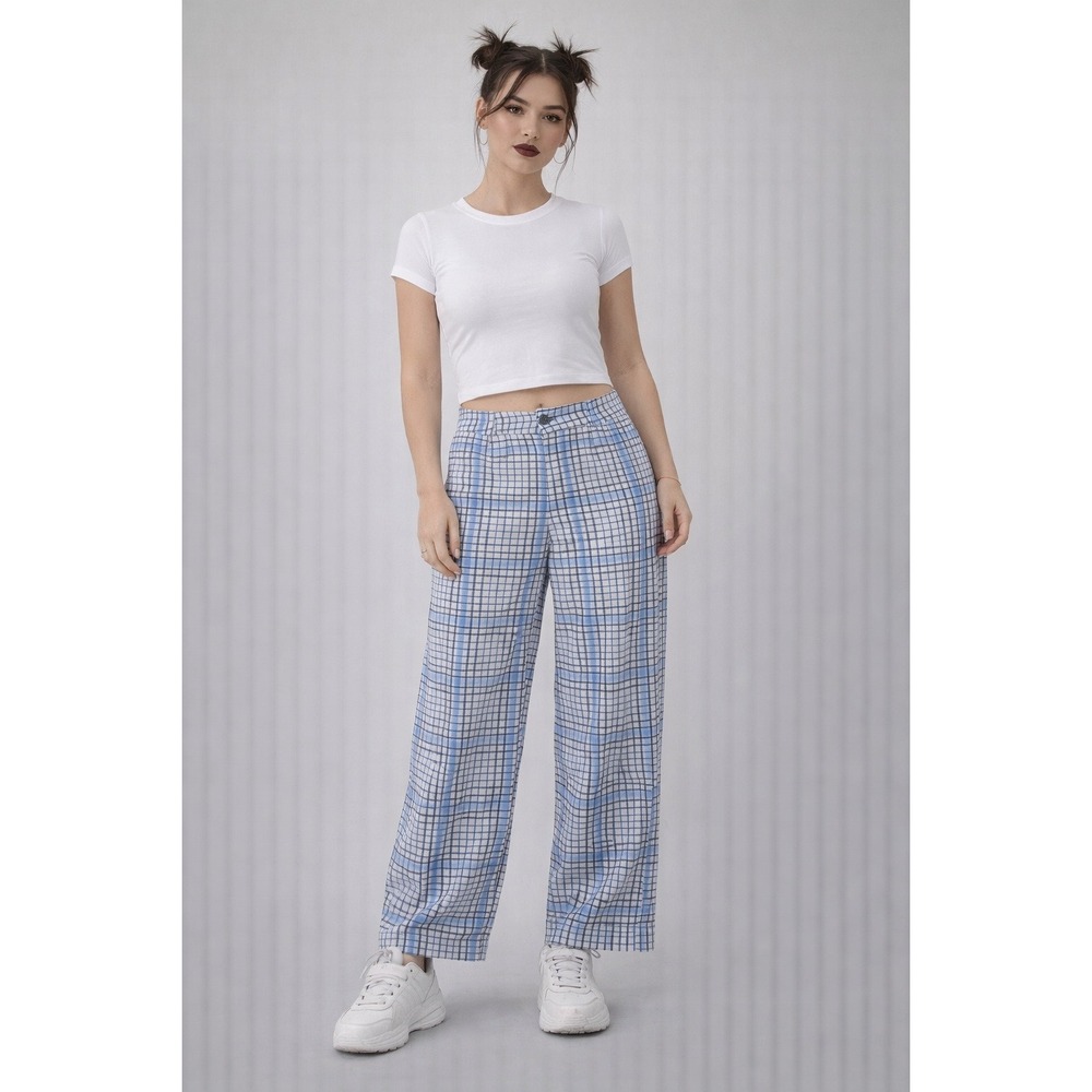 Bombshell Groms Plaid‎ Wide Leg Pants Women's Size 26/30